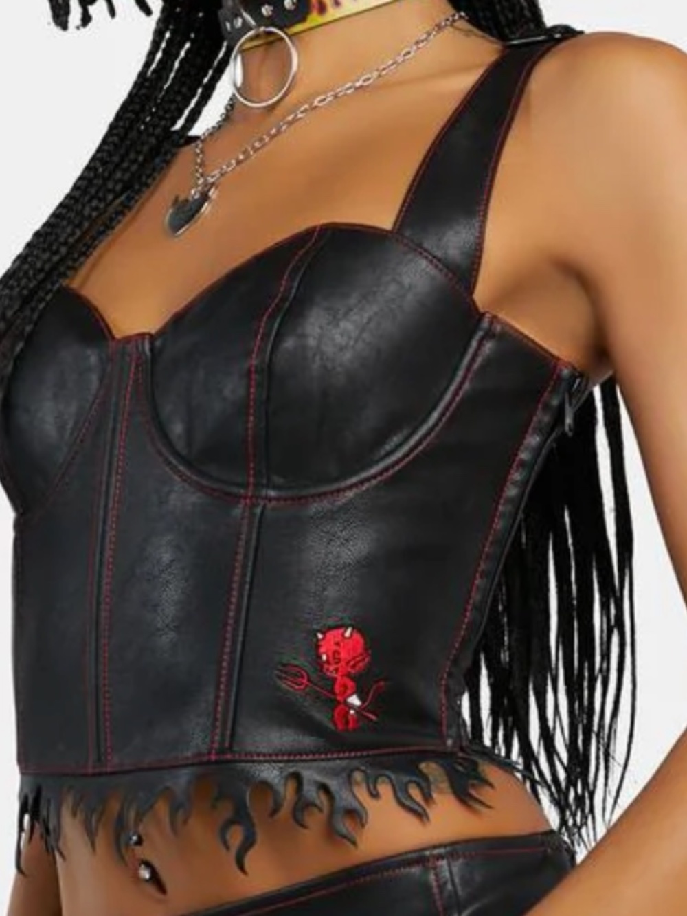 DOLLS KILL x Hot Stuff Casper RETURN TO HELL VEGAN LEATHER CORSET sz S - Picture 3 of 6